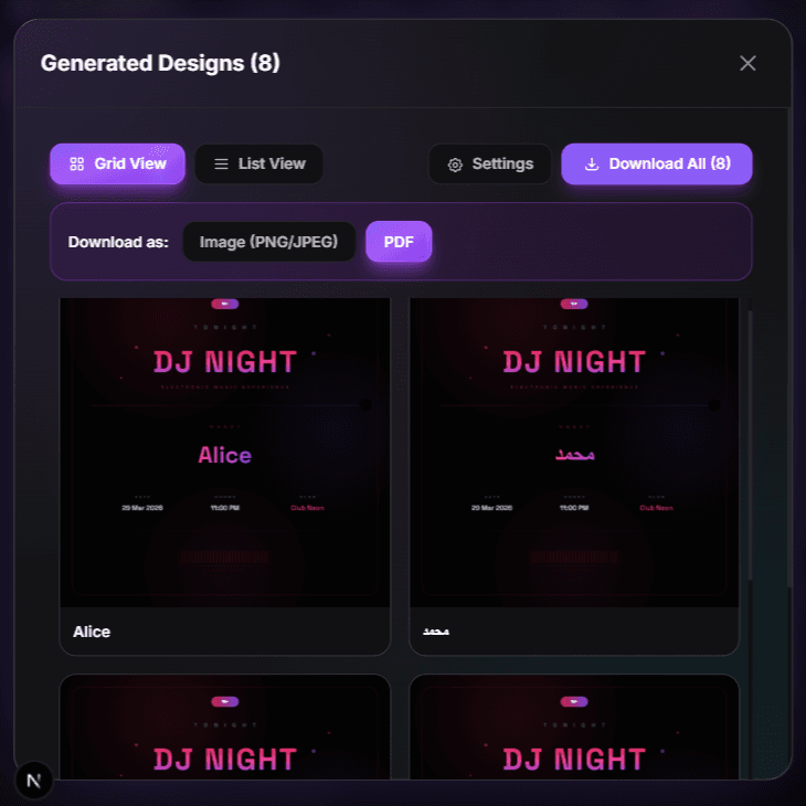 Step 3: Download personalized designs