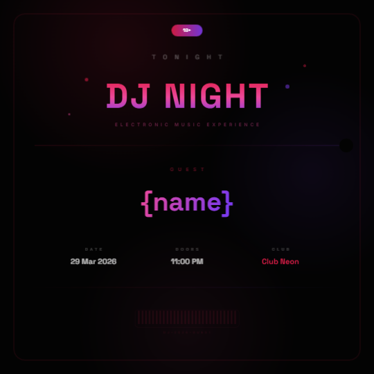 Neon DJ Night Pass